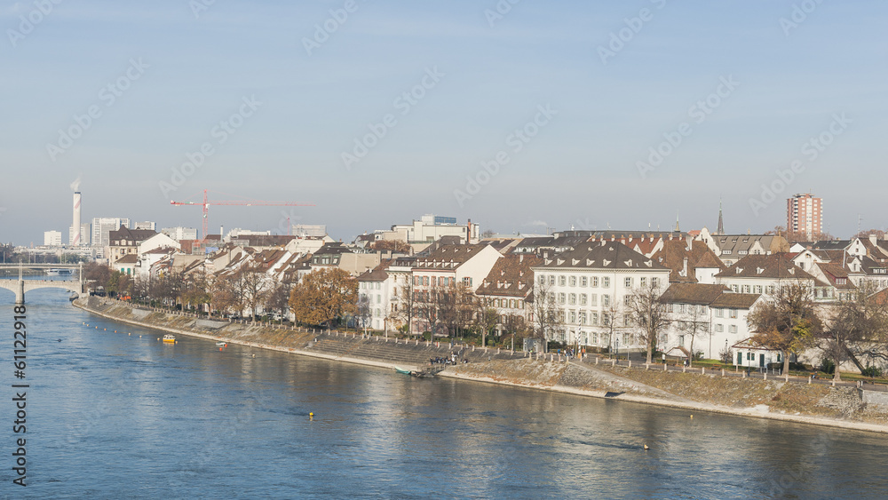 Basel, Rhein, Altstadt, Kleinbasel, Rheinufer, Winter, Schweiz