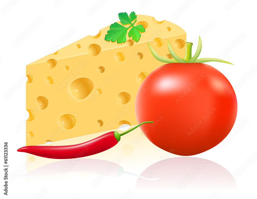 still life with cheese and vegetables vector illustration still life with cheese and vegetables vector illustration
