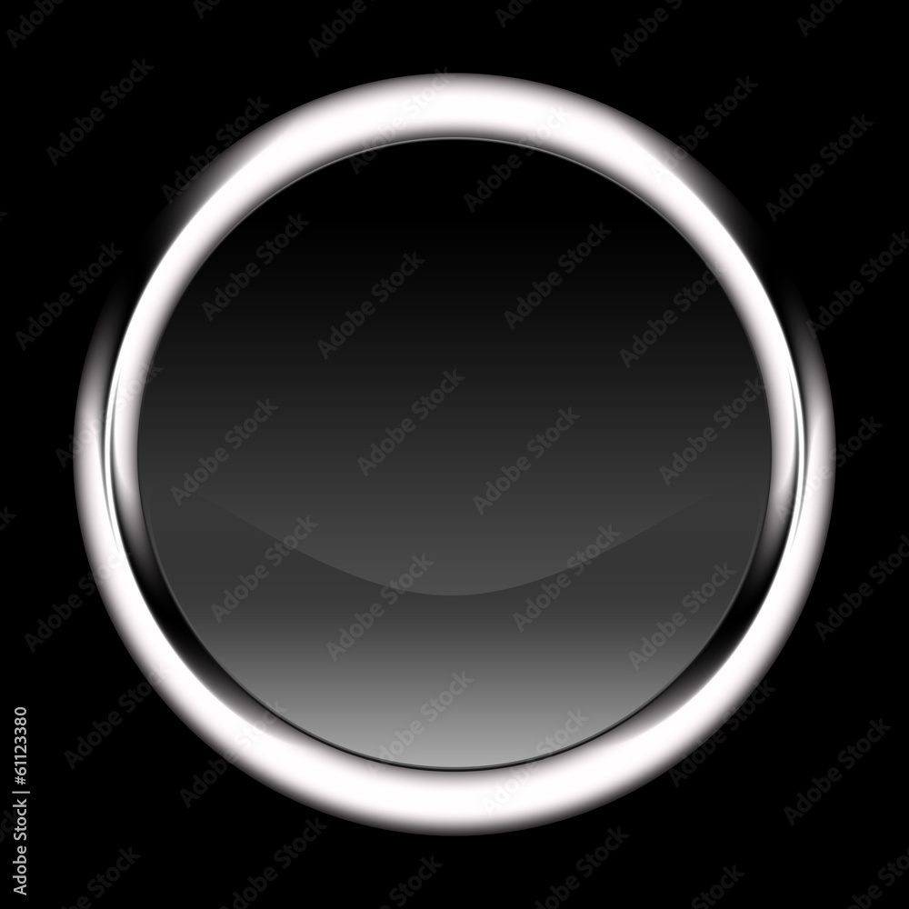 Button Chrom Schwarz, Schwarzer Hintergrund Button Chrom Schwarz, Schwarzer Hintergrund