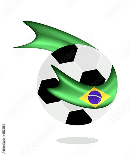 Soccer Ball with Brazilian Flag of 2014 World Cup