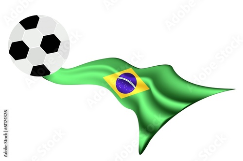 Soccer Ball on Brazilian Flag of 2014 World Cup