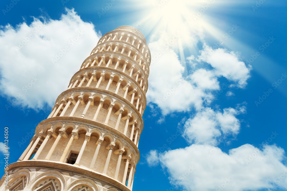 Pisa leaning tower from low angle