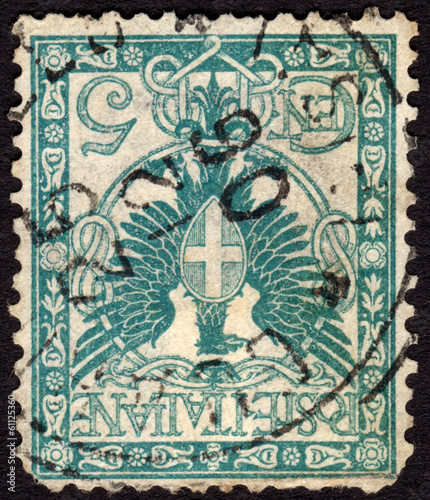Italian postage stamp showing coat of arms