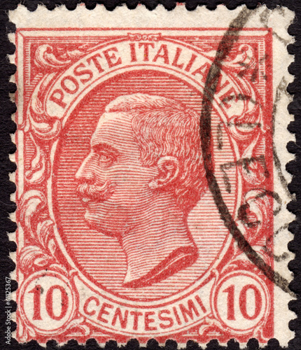 Postage stamp showing King Victor Emmanuel III, ca. 1906