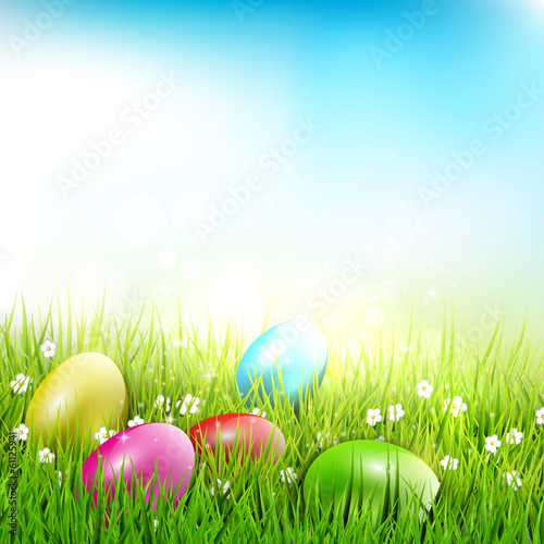 Easter eggs lying in the grass - Easter illustration