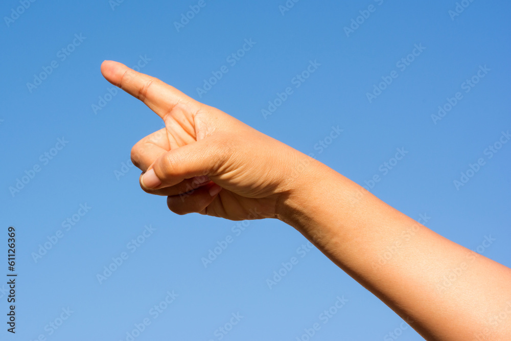 hand on blue sky hand on blue sky