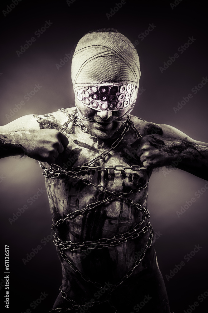 bdsm man. erotic and sensual concept, chains bdsm man. erotic and sensual concept, chains