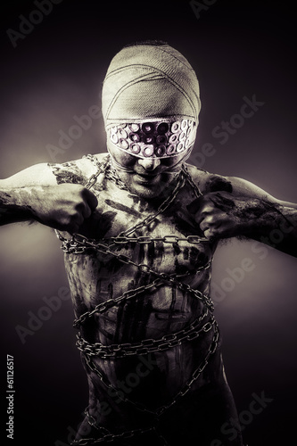 bdsm man. erotic and sensual concept, chains