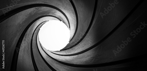 3d metal inside gun barrel twisted tube focus