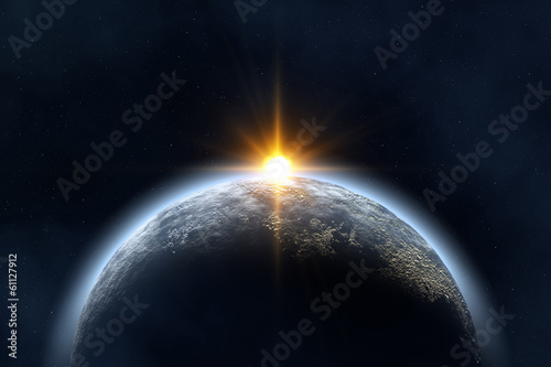 Восход солнца в космосе #61127912