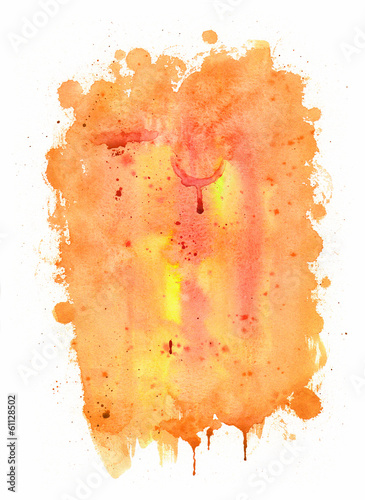 Abstract watercolor painting. Red, yellow and orange colors