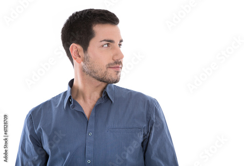 Gesicht: junger Mann freigestellt im Business Hemd blau © Jeanette Dietl
