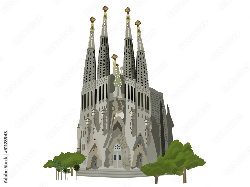 Naklejka premium Sagrada Familia church vector illustration