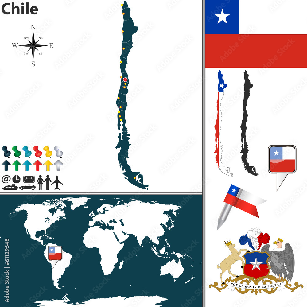Obraz premium Map of Chile