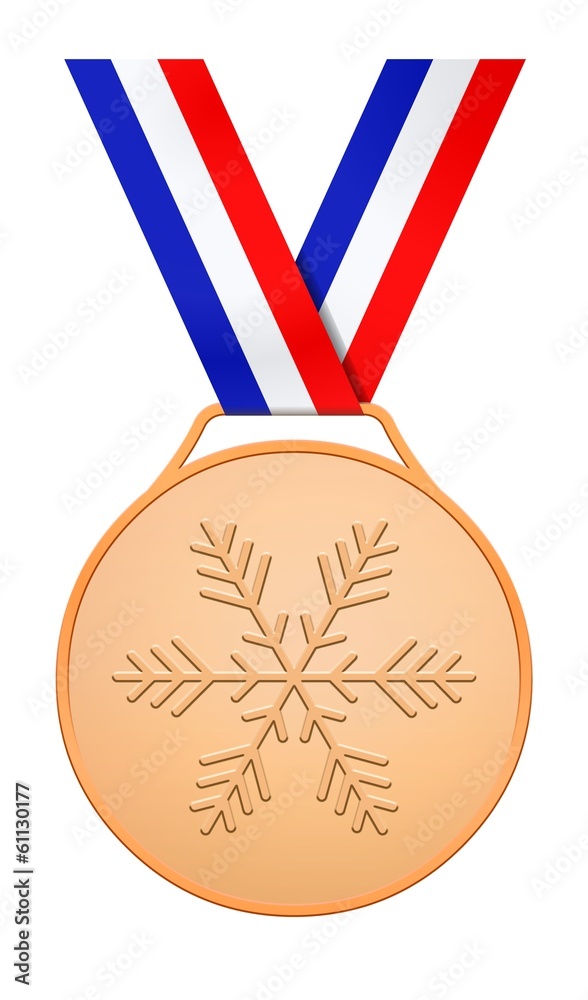 Médaille de bronze avec ruban bleu blanc rouge Stock Illustration | Adobe  Stock