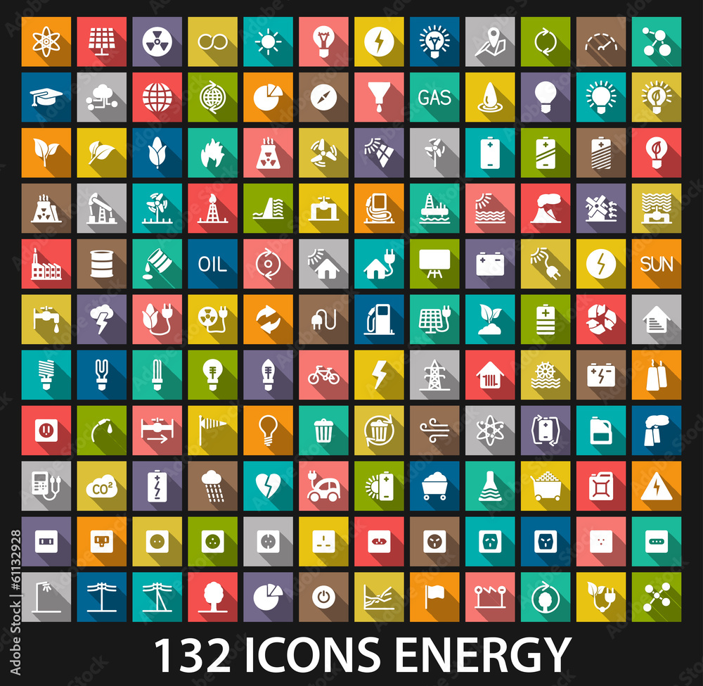 Energy and resource icon set Energy and resource icon set