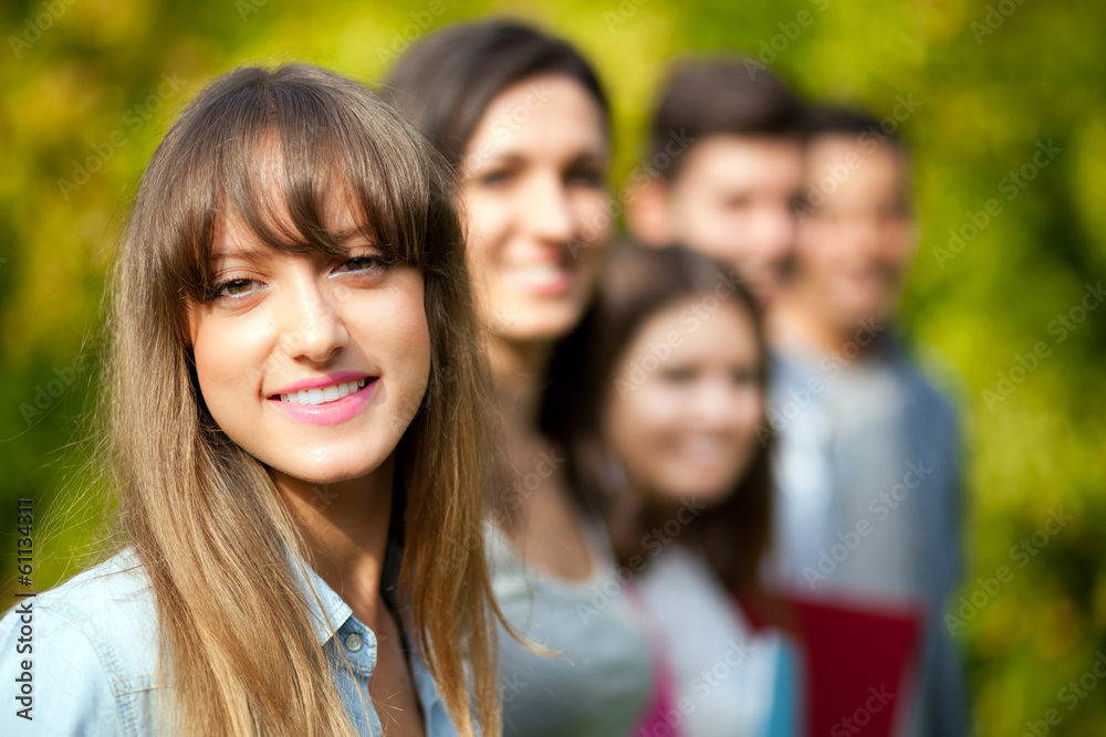 Smiling students at the park Smiling students at the park