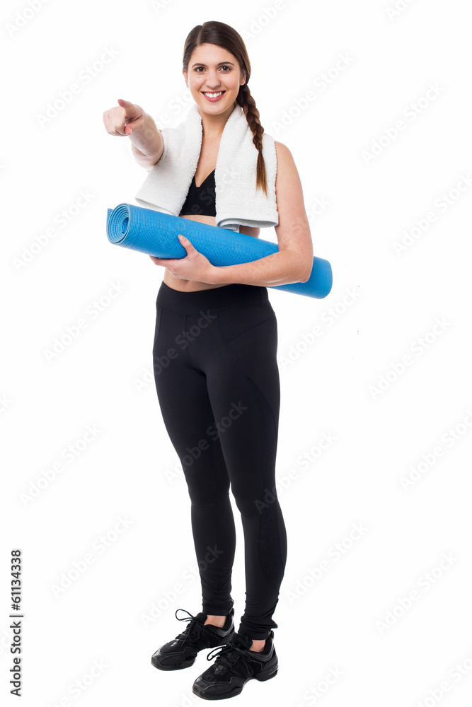 Fitness lady pointing you the direction Fitness lady pointing you the direction