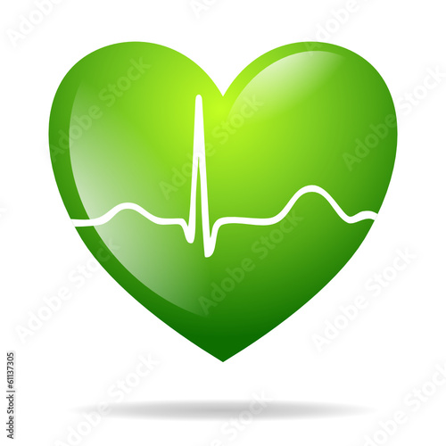 grünes Herz mit EKG Kurve