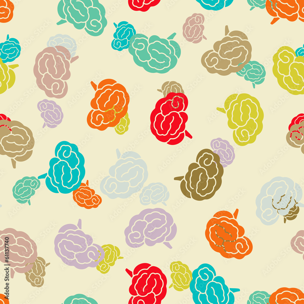 seamless pattern, brain seamless pattern, brain