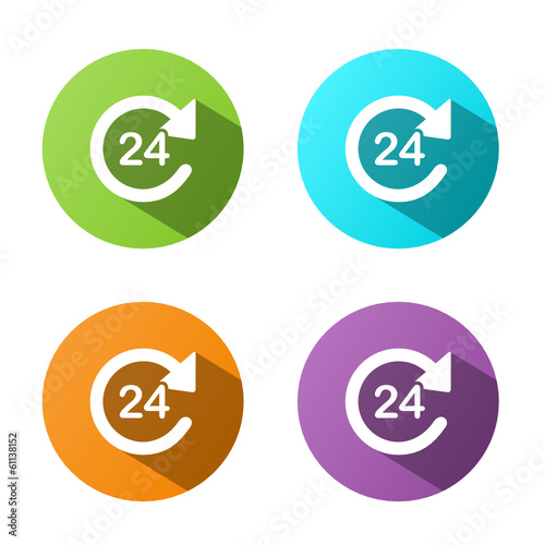 24 HOUR ICON buttons poster (set opening hours service)