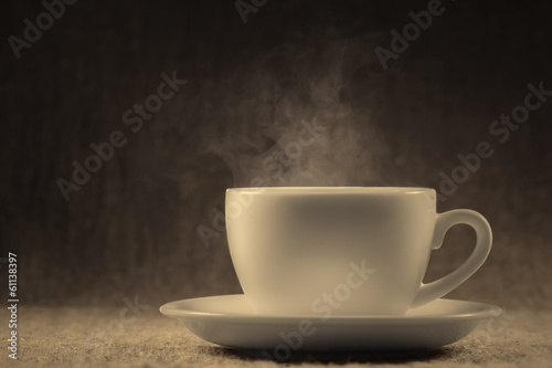 Cup of coffee with steam