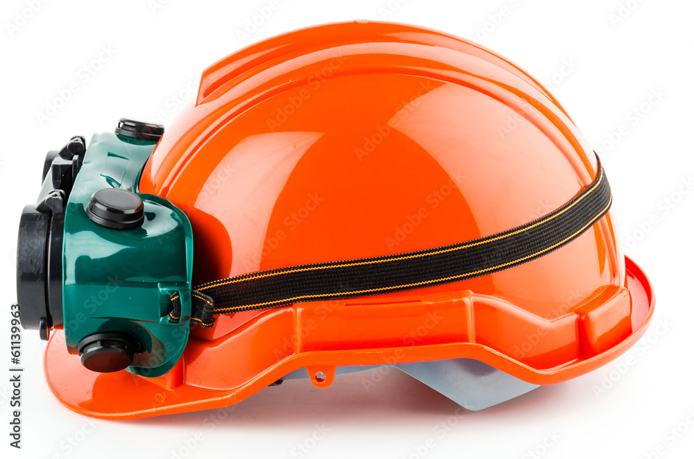 Safety helmet and goggles glasses isolated on white background Safety helmet and goggles glasses isolated on white background