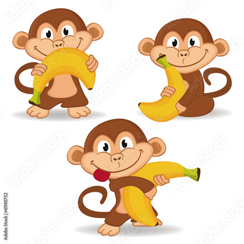 monkey and banana - vector illustration