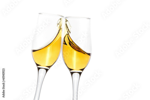 Two wineglasses with wine splash