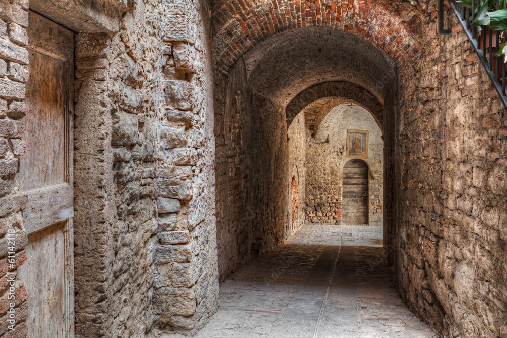 narrow alley in Todi, Umbria , Italy