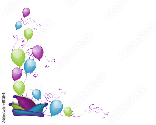Narrenkappe mit Ornament und Ballons