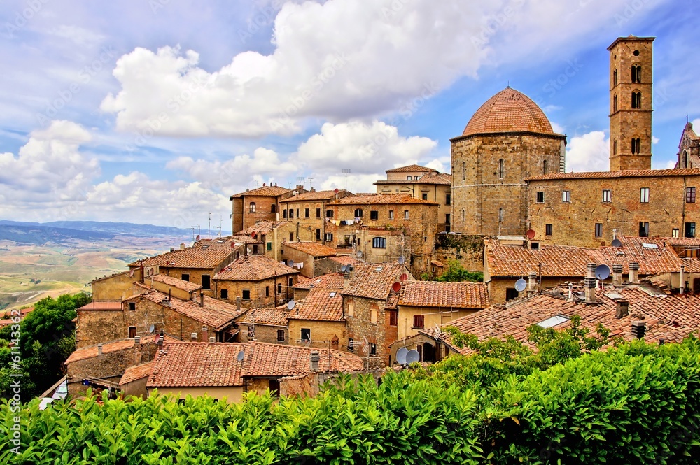 View over the medieval hill town of Volterra, Tuscany, Italy