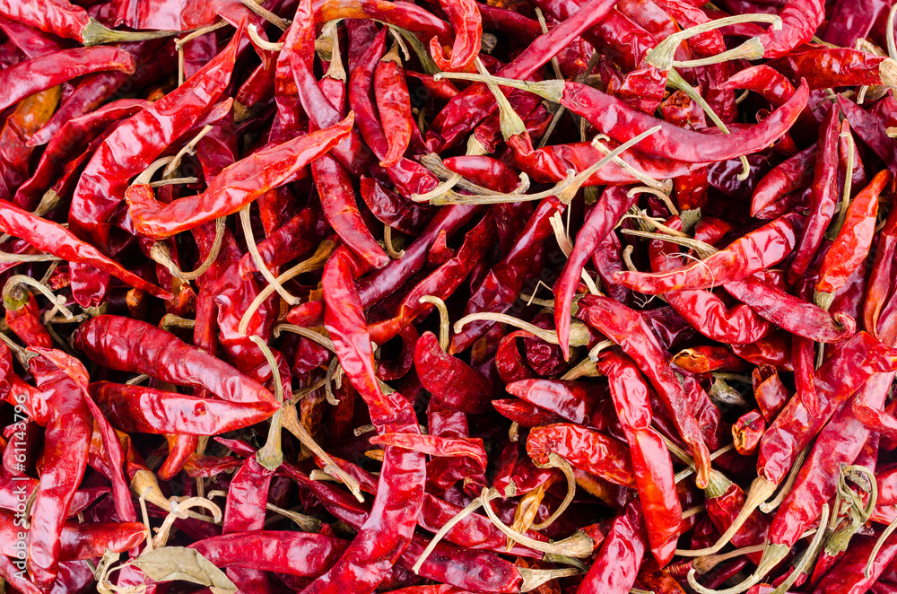 Fototapeta premium dried red chilli pepper isolated white background