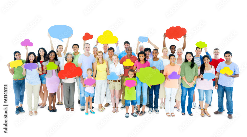 Fototapeta premium Large Group of People Sharing Ideas