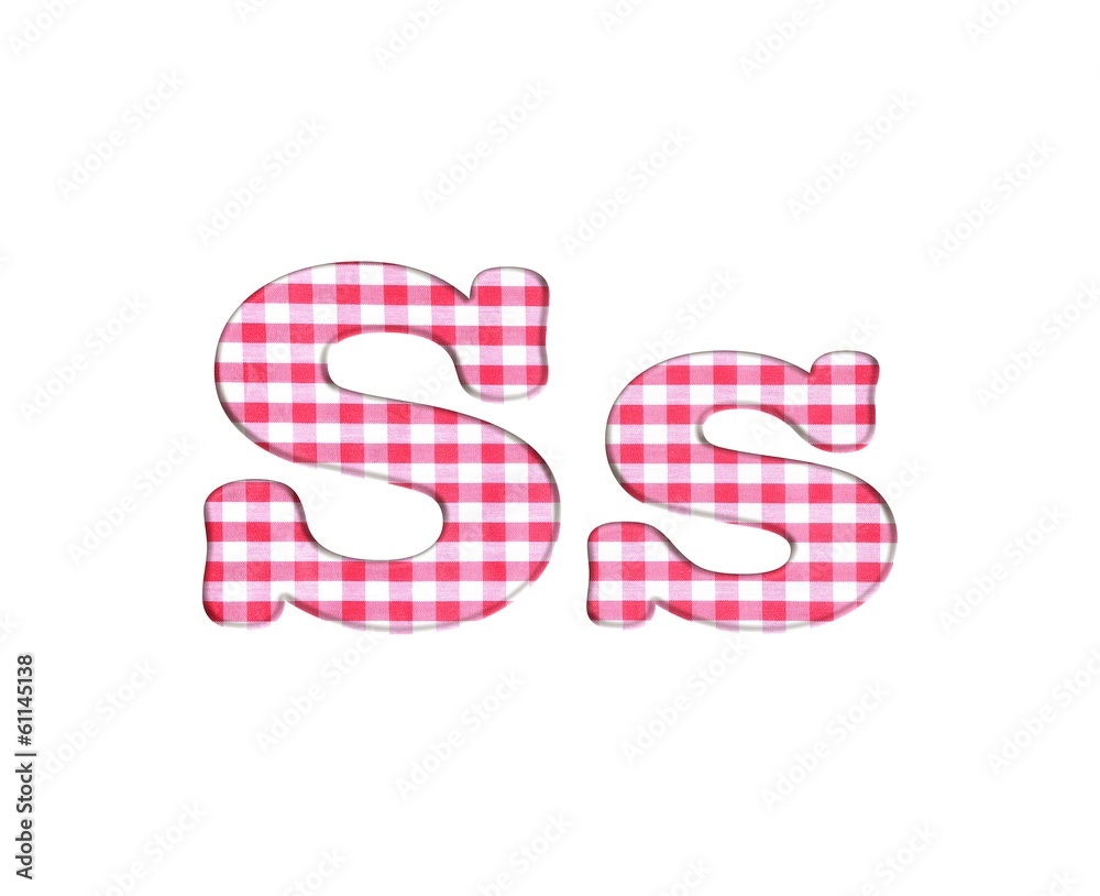 Abc fabric gingham, letter S. Abc fabric gingham, letter S.