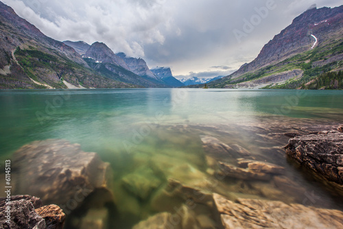 rain storm over St. Mary lake  Glacier national park