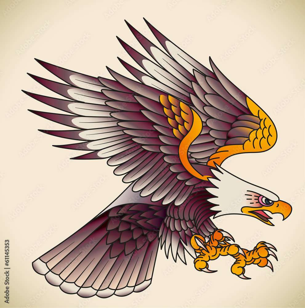 Micro-realistic style eagle tattoo located on the