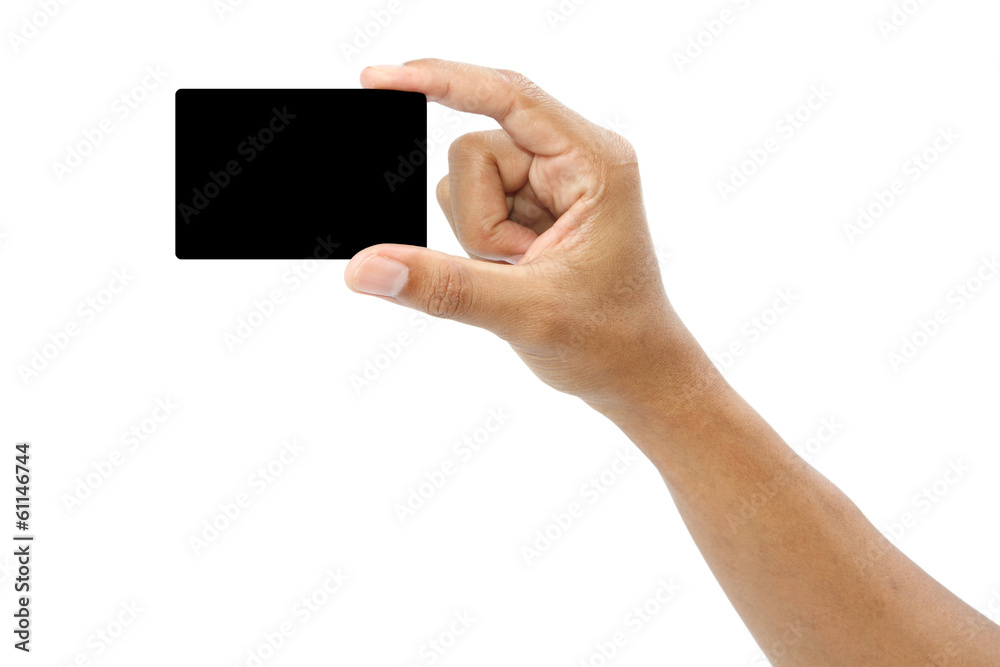 Card in male hand isolated, clipping path Card in male hand isolated, clipping path