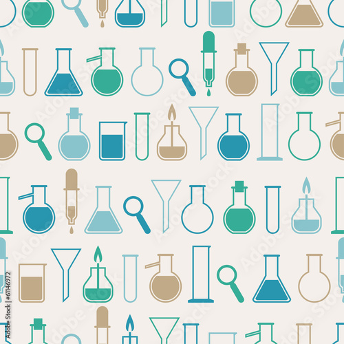 Seamless pattern with laboratory equipment
