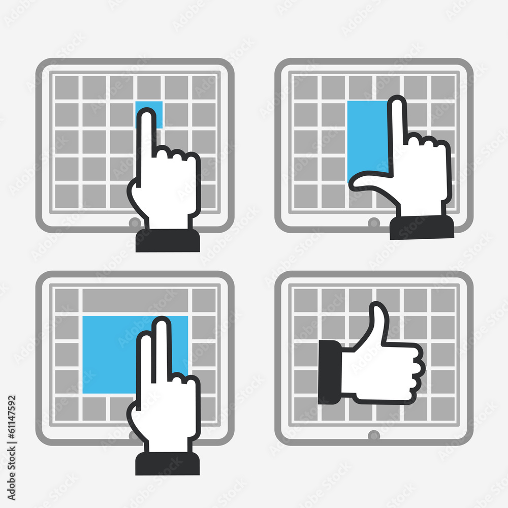 Obraz premium Modern tile interface with basic gestures to work with tablet co