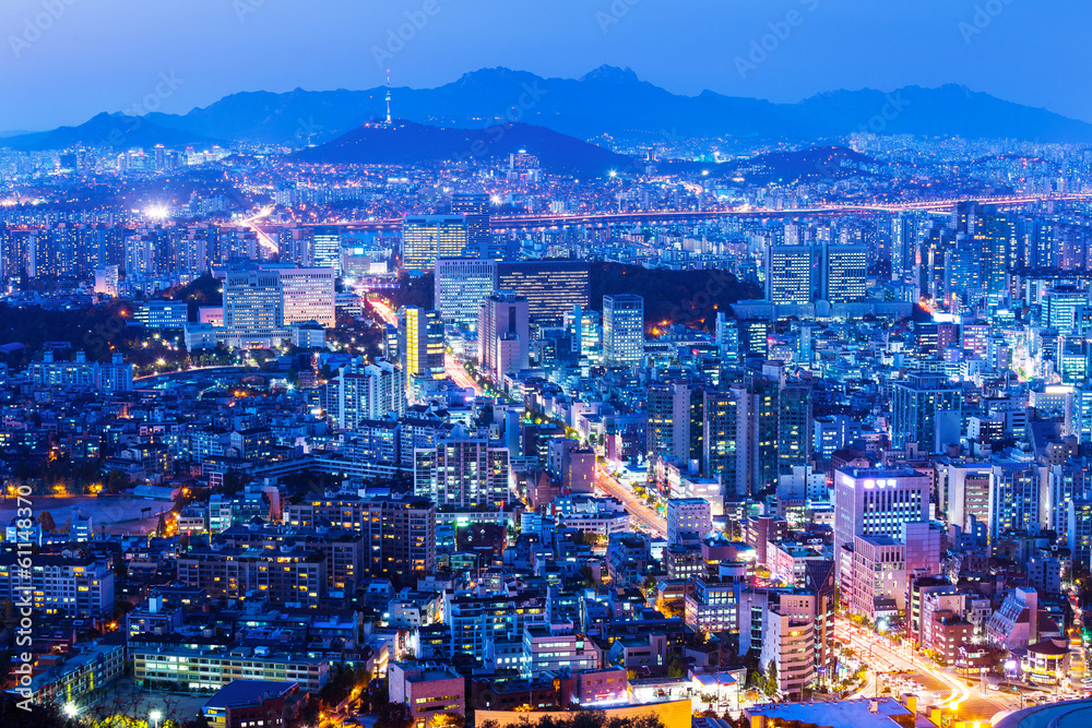 Seoul cityscape at night