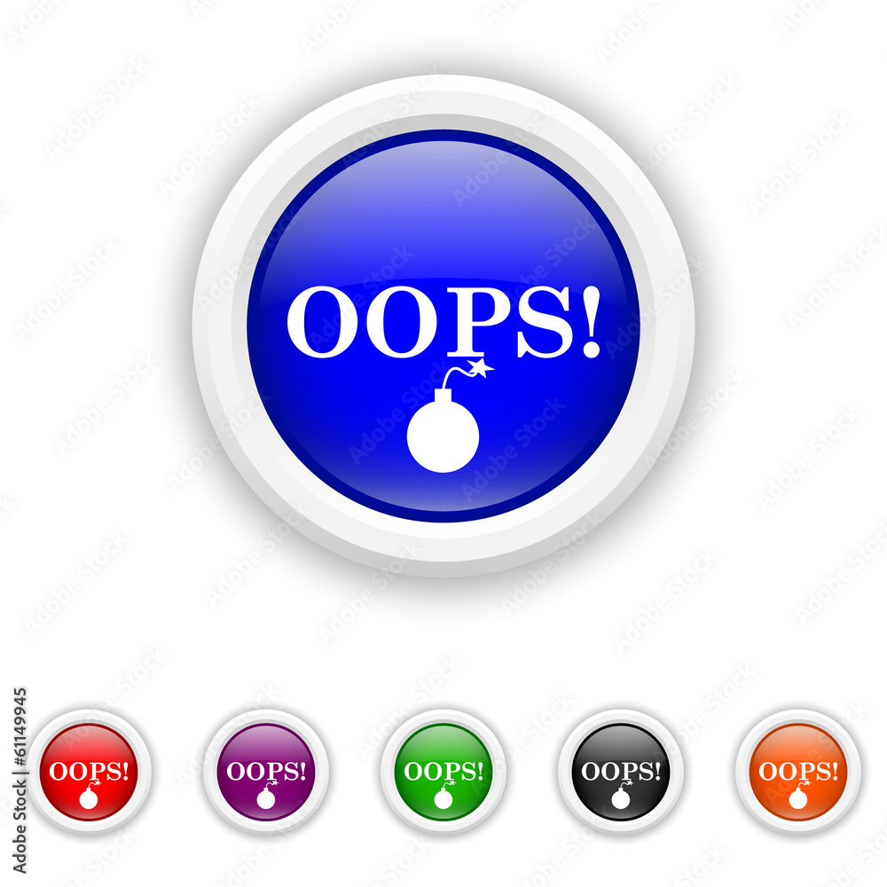 Oops icon - six colours set vector Oops icon - six colours set vector
