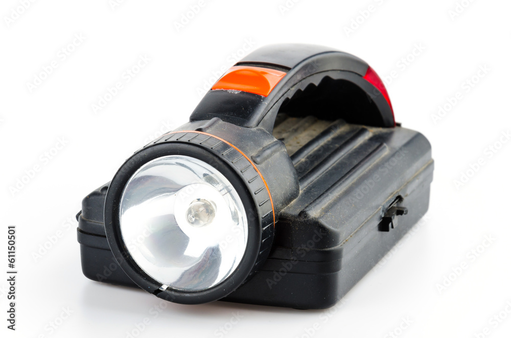 Black flashlight isolated on white background Black flashlight isolated on white background