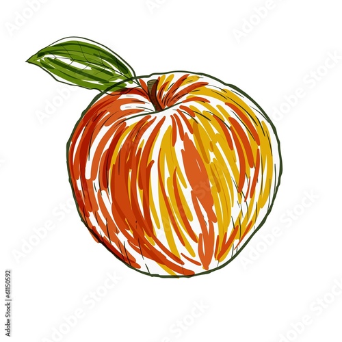 Watercolor apple in vector