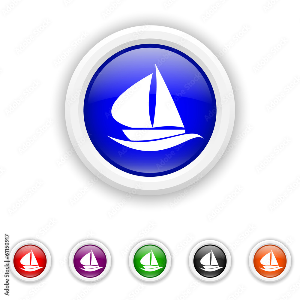 Sailboat icon - six colours set vector Sailboat icon - six colours set vector