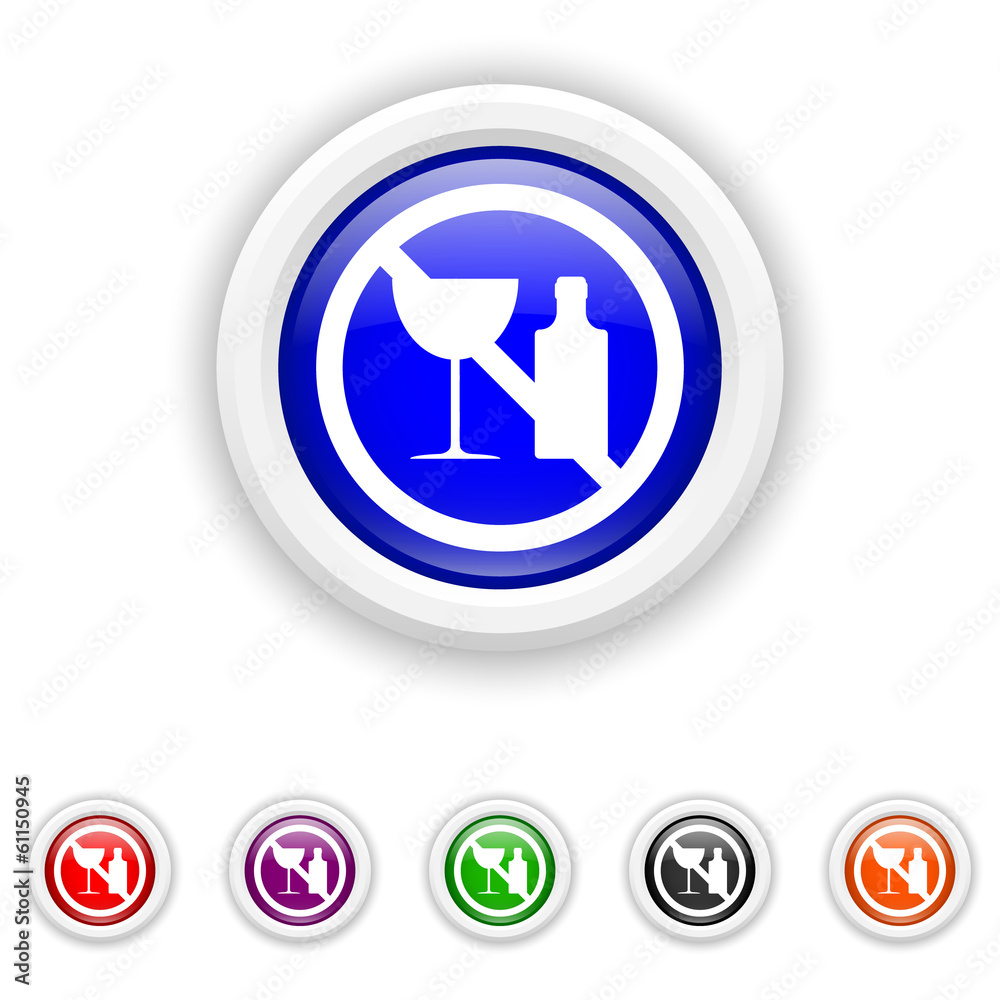 No alcohol icon - six colours set vector No alcohol icon - six colours set vector