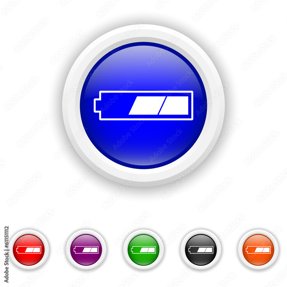 2 thirds charged battery icon - six colours set vector 2 thirds charged battery icon - six colours set vector