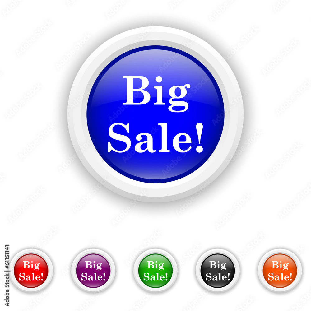 Big sale icon - six colours set vector Big sale icon - six colours set vector