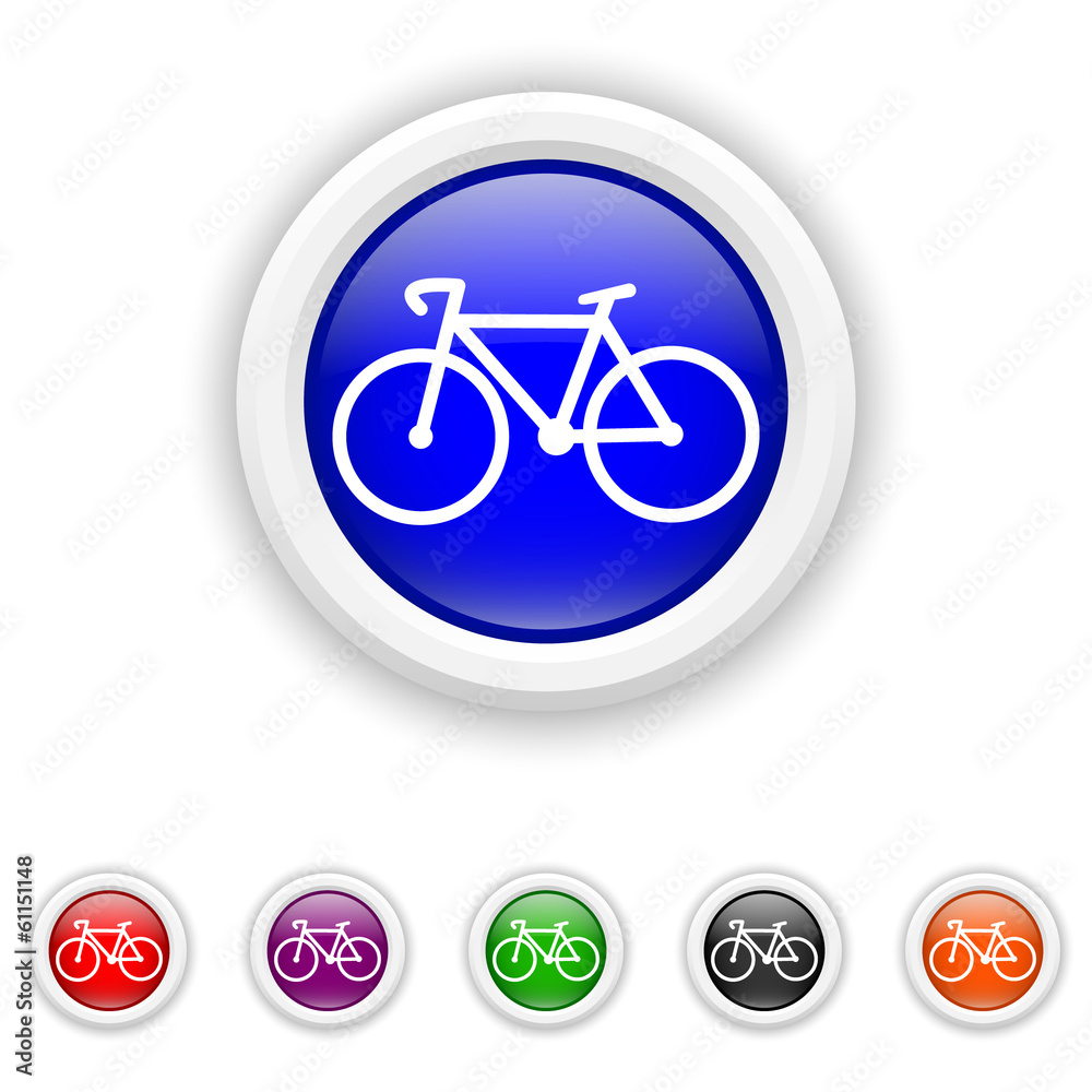 Bicycle icon - six colours set vector Bicycle icon - six colours set vector