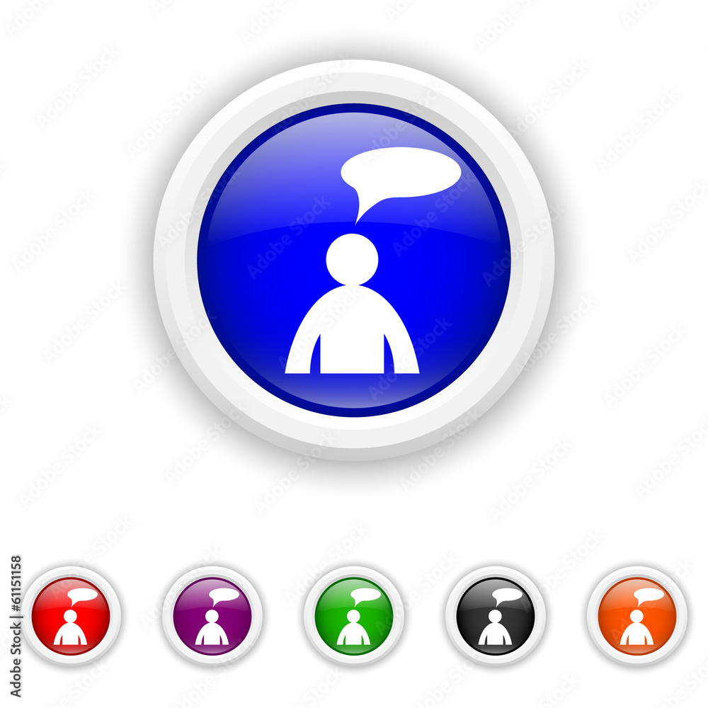 Comments icon - six colours set vector - man with bubble Comments icon - six colours set vector - man with bubble